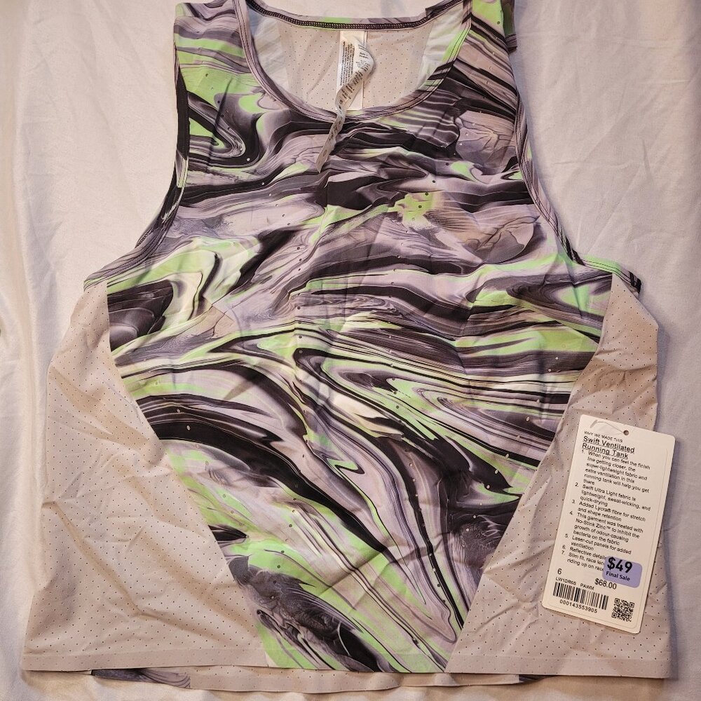 NWT Lululemon Swift Ventilated Running Tank Top PAWM Size 6